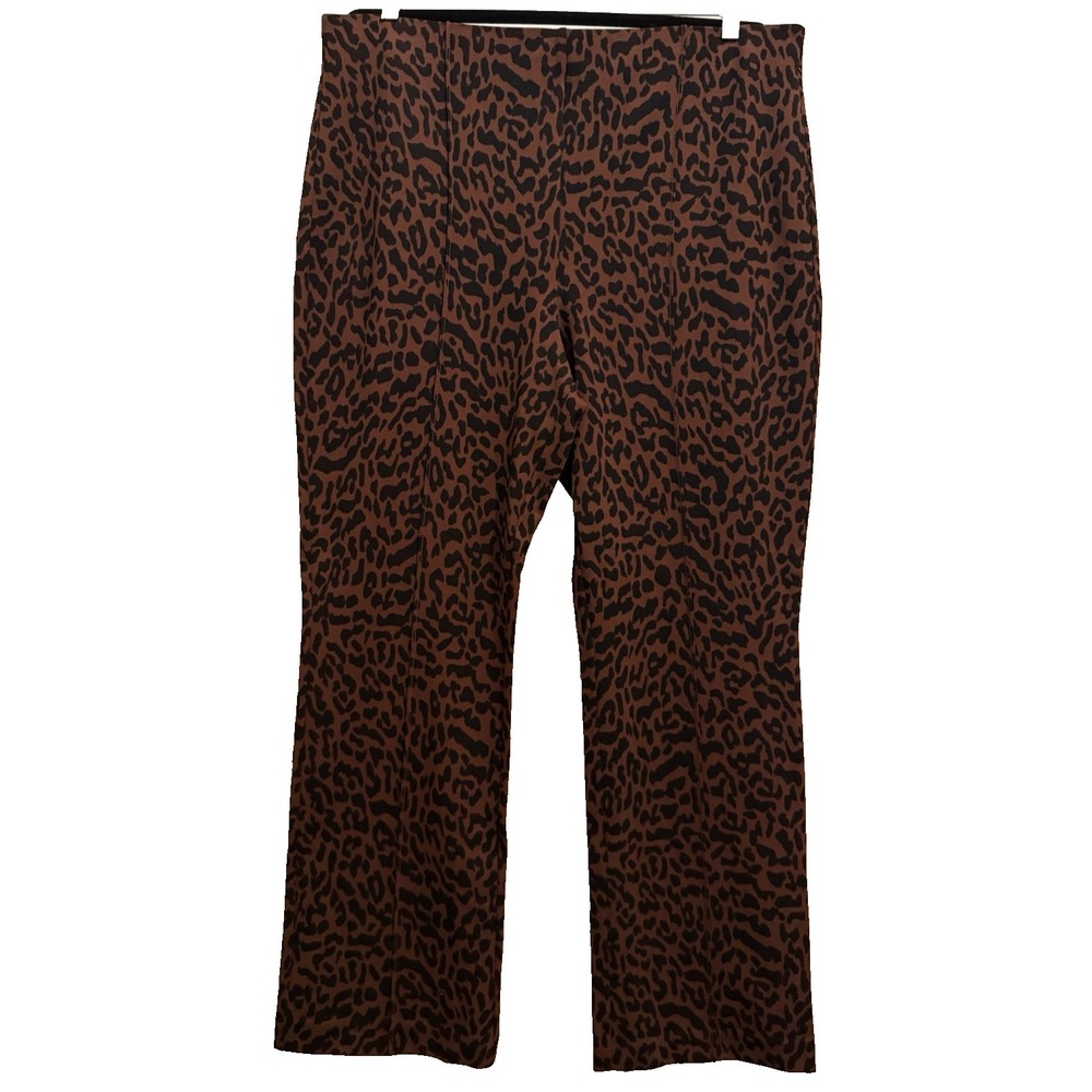 Anthropologie Maeve Poppy Printed Kick-Flare Pull-On Pants Cheetah XL Tall NEW